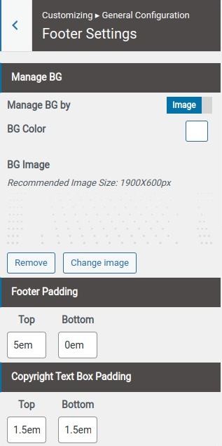 set Footer section