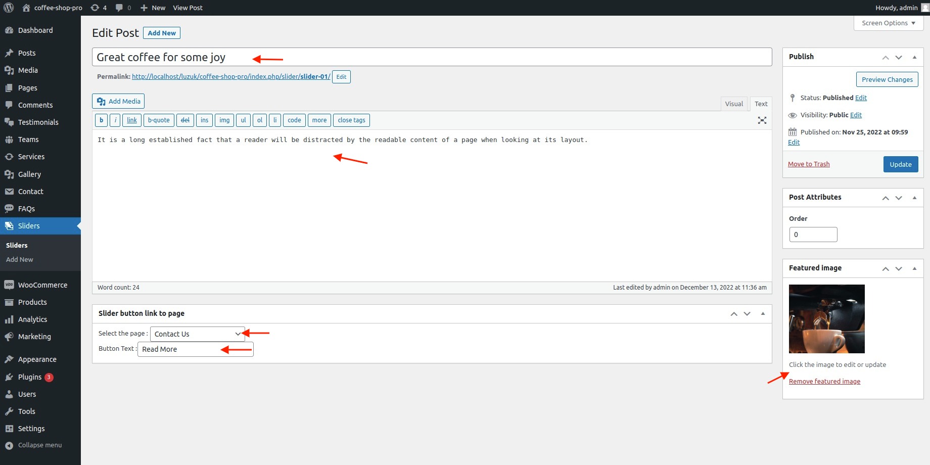 set slider