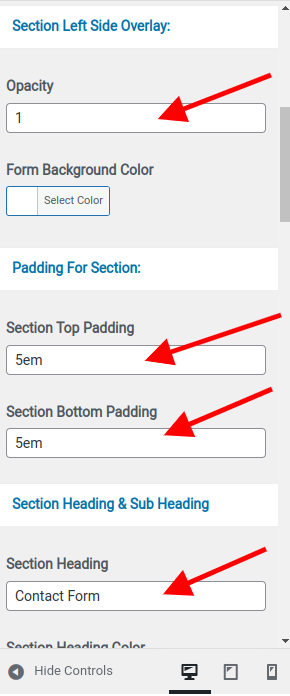 set contact section