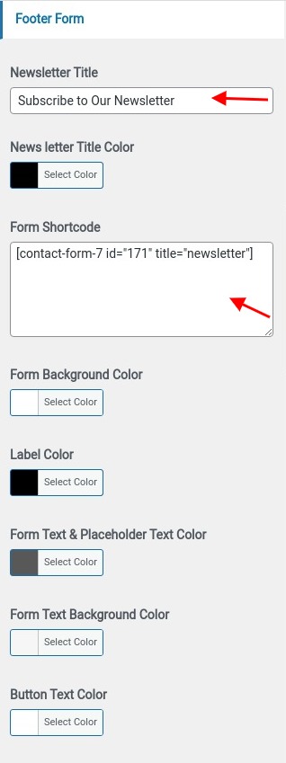 set Footer section