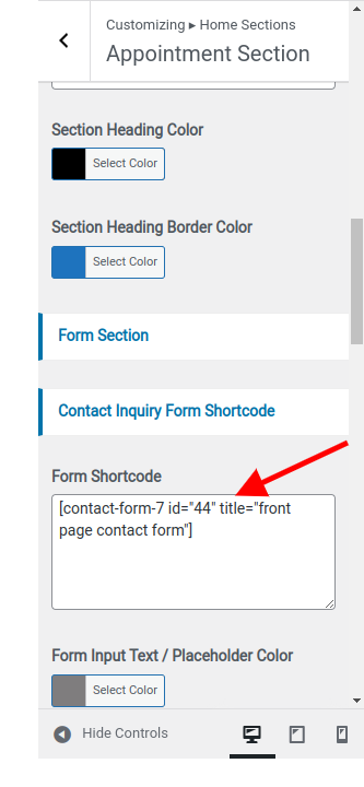 set contact section