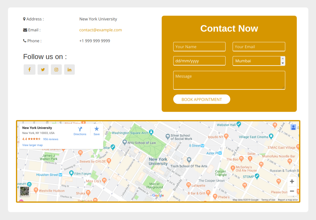 select Contact Page template