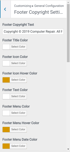 set Footer section