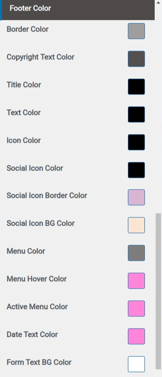 set Footer section