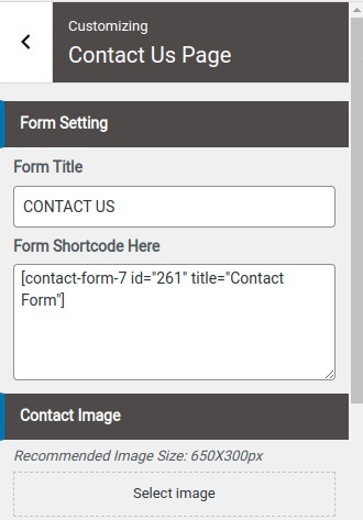 select Contact Page template