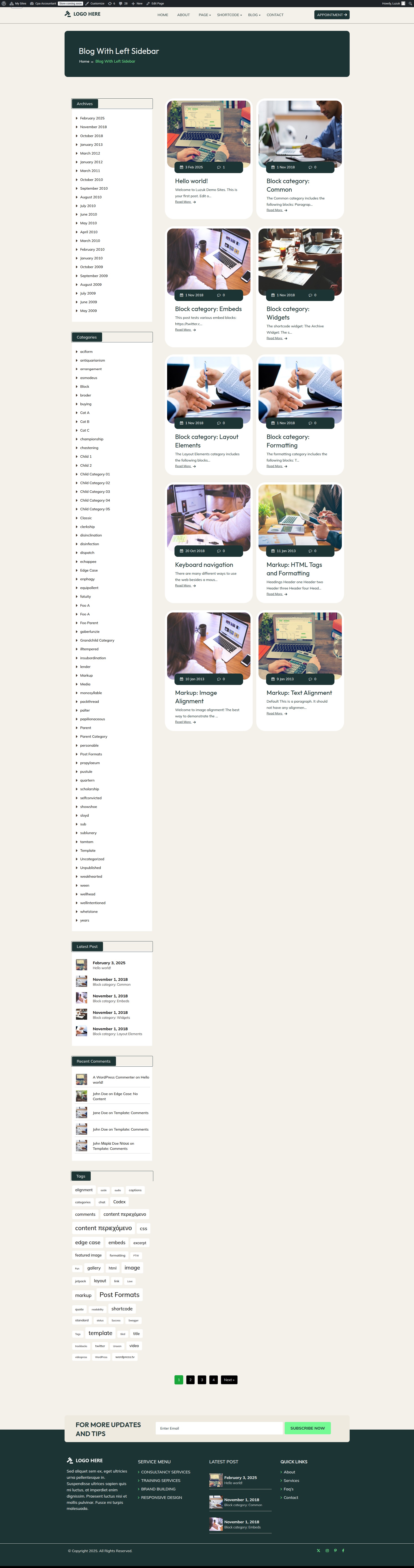 select Blog With Left Sidebar template