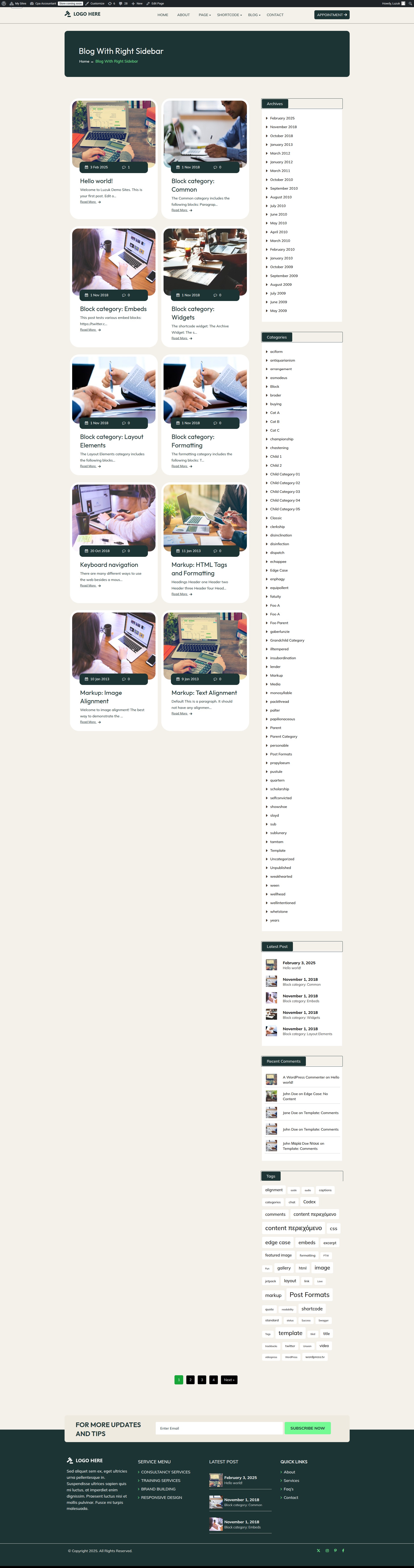 select Blog With Right Sidebar template