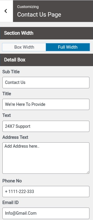 select Contact Page template
