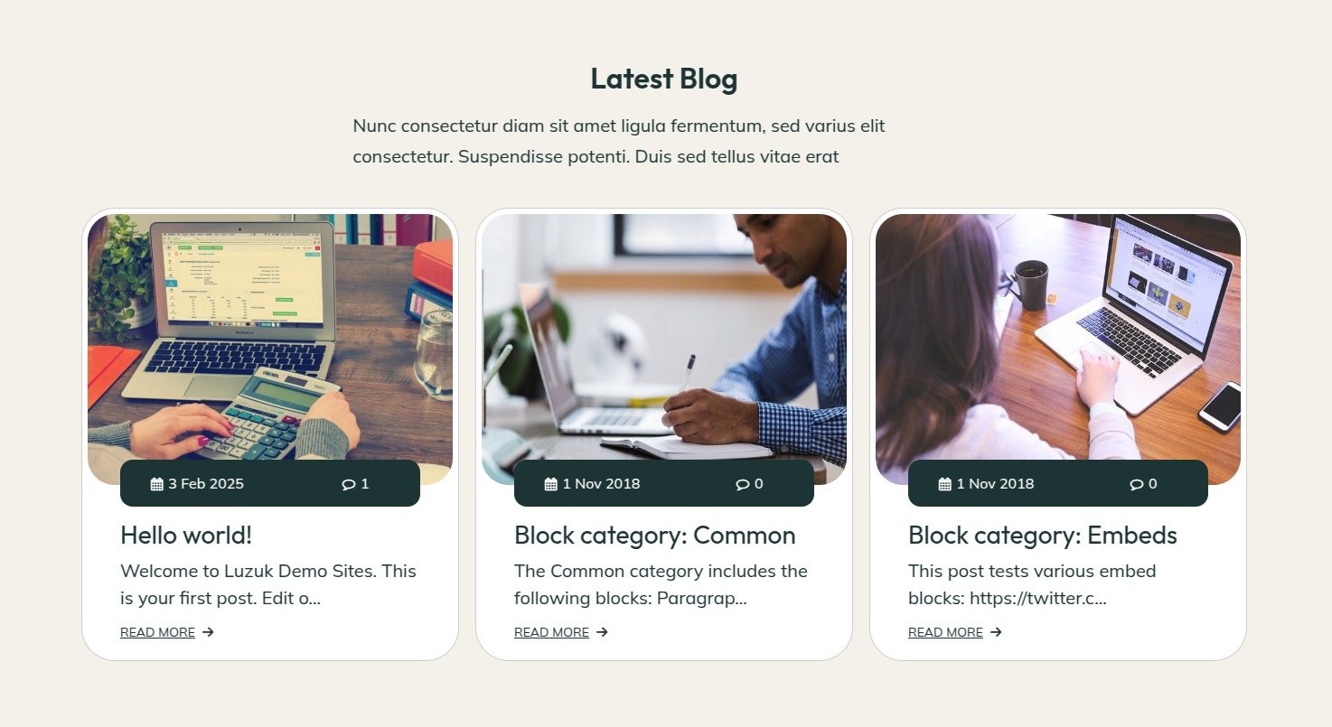 set blog section