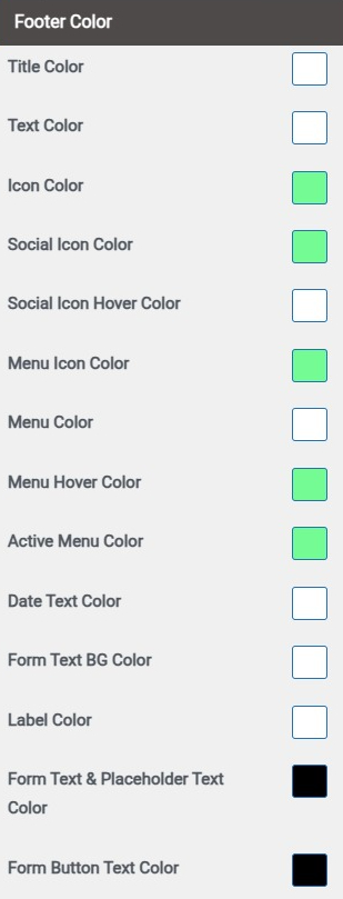 set Footer section