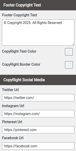 set Footer section
