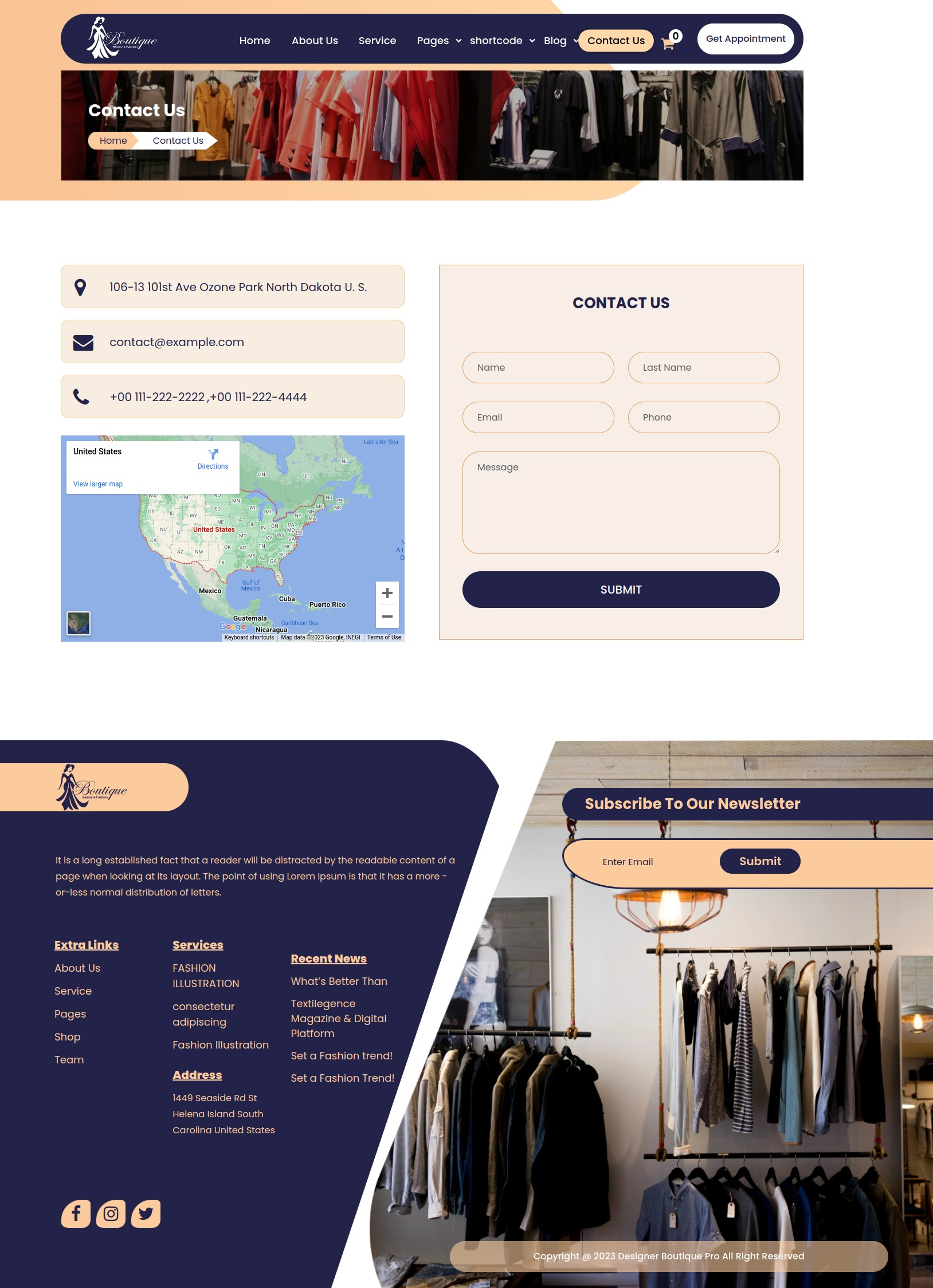 select Contact Page template