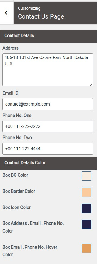 select Contact Page template