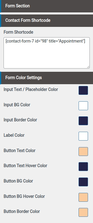 set contact section