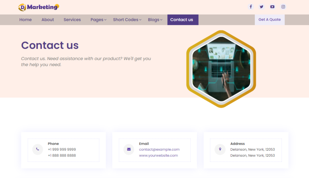 select Contact Page template