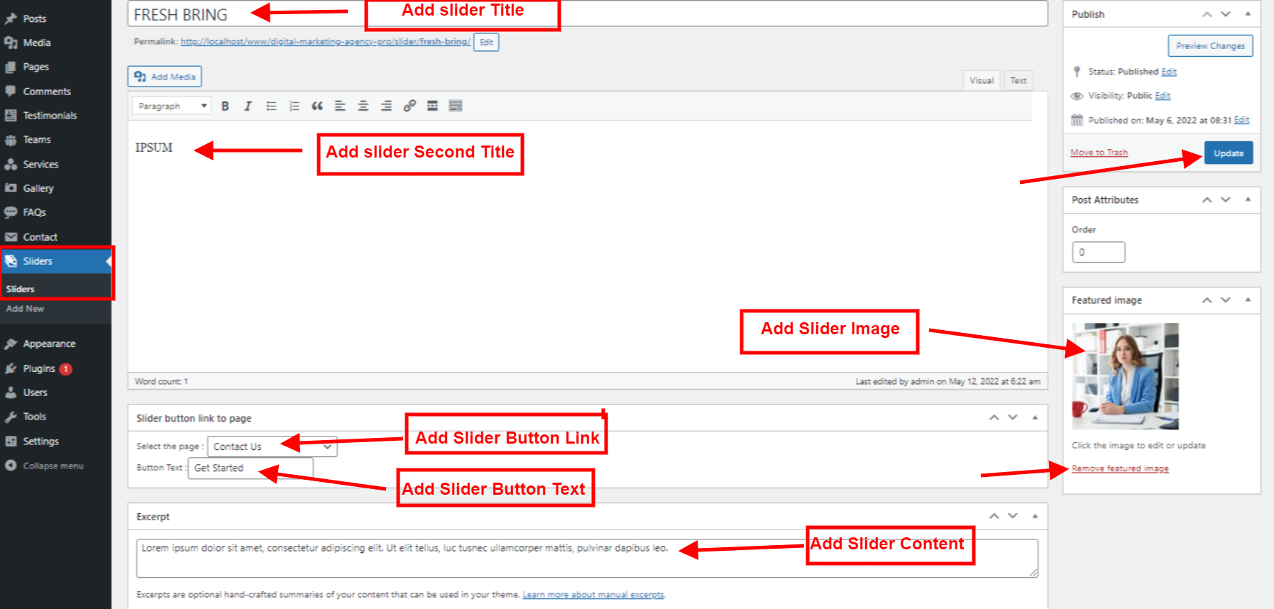 set slider