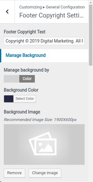 set Footer section