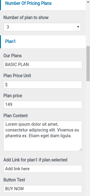 set Pricing section
