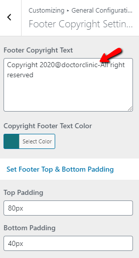 set Footer section