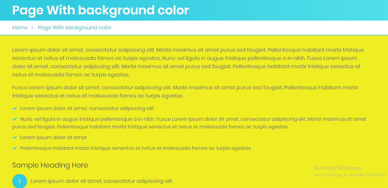 Page with background color