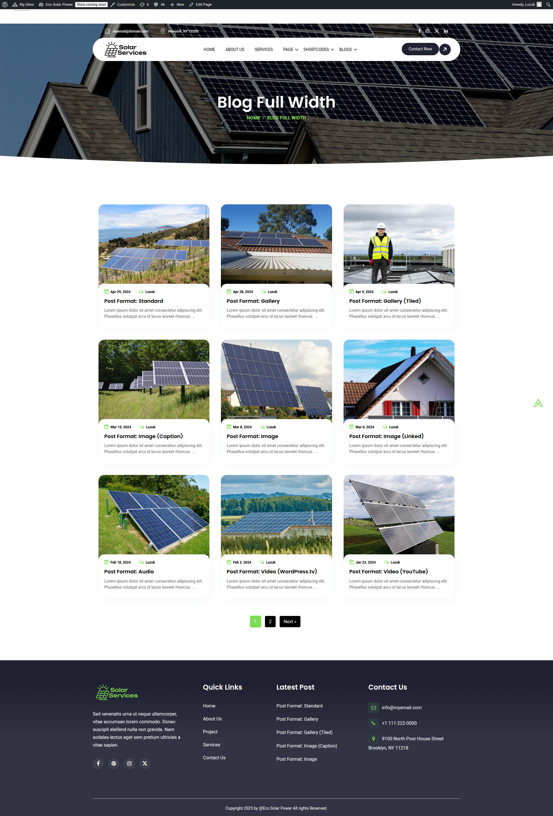 select Blog Full Width template