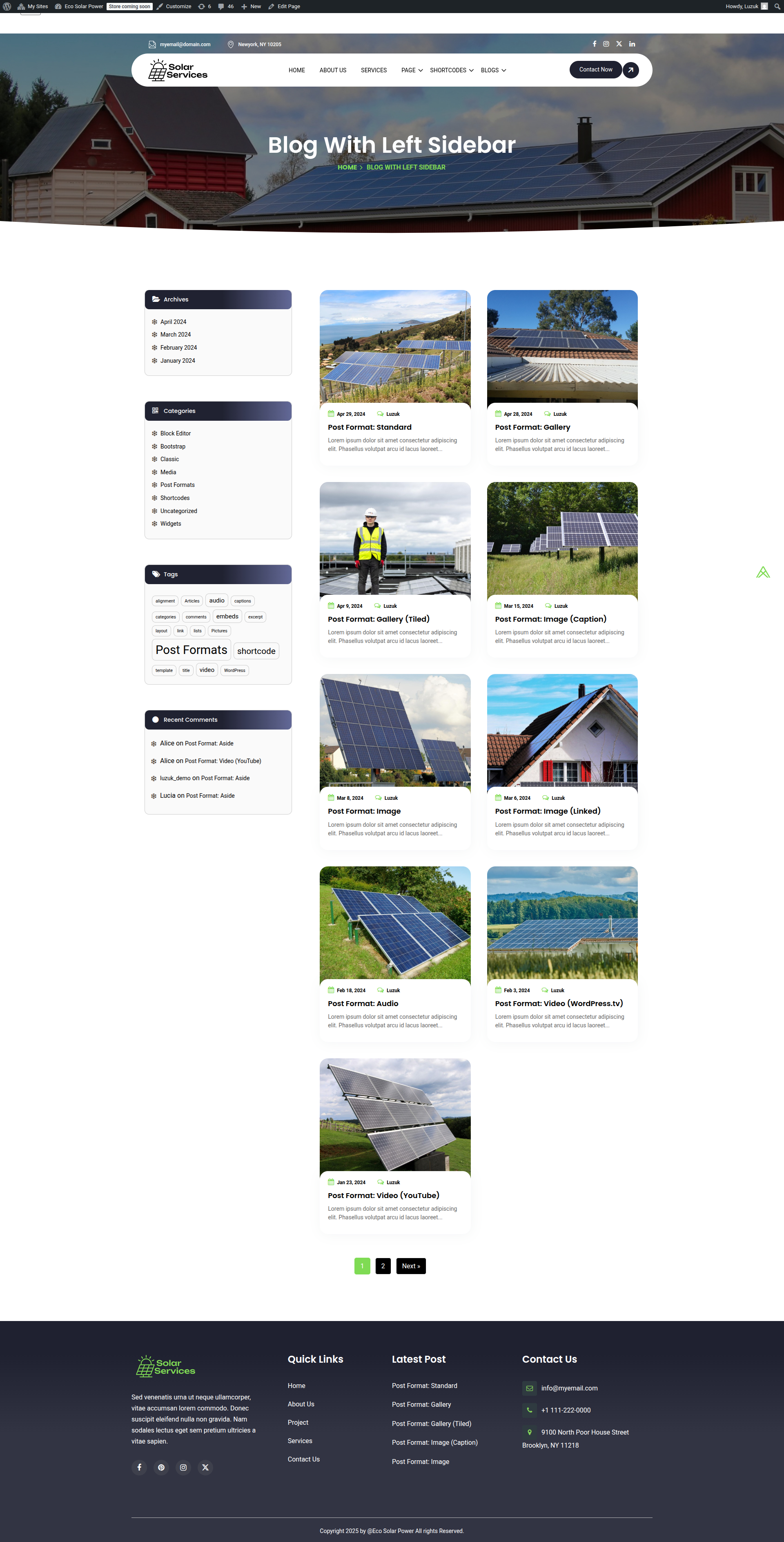 select Blog With Left Sidebar template