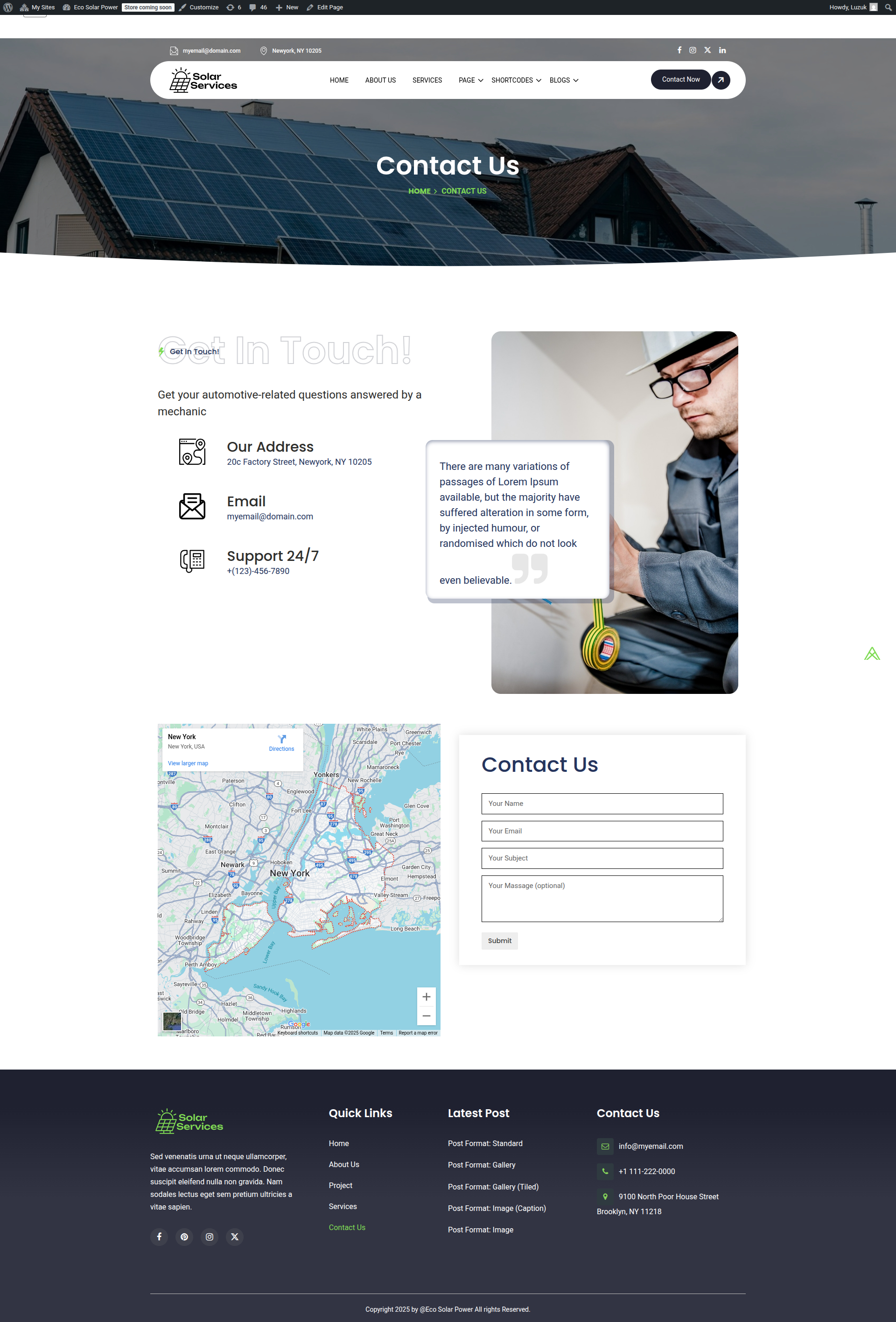 select Contact Page template