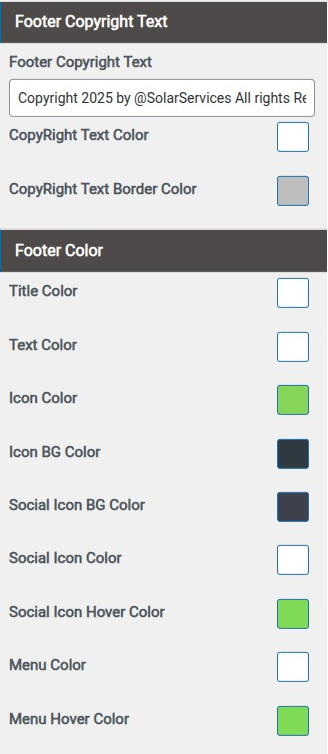set Footer section