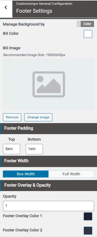 set Footer section