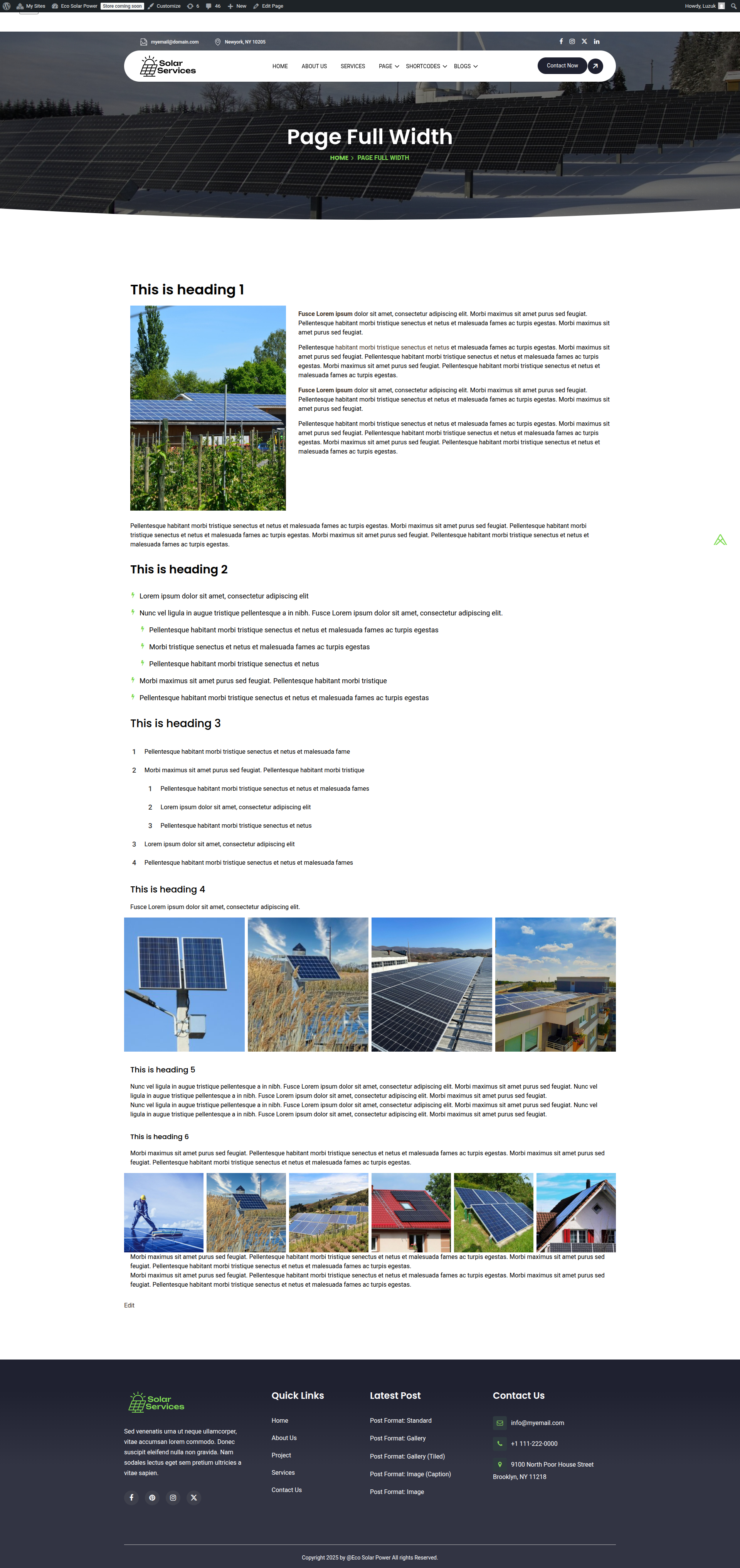 select Full Width Page template