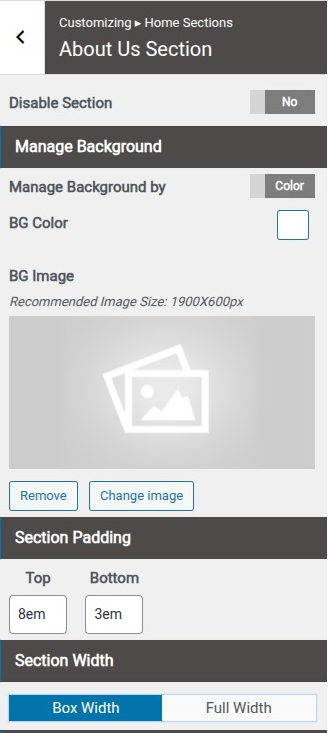 set Featured Page section