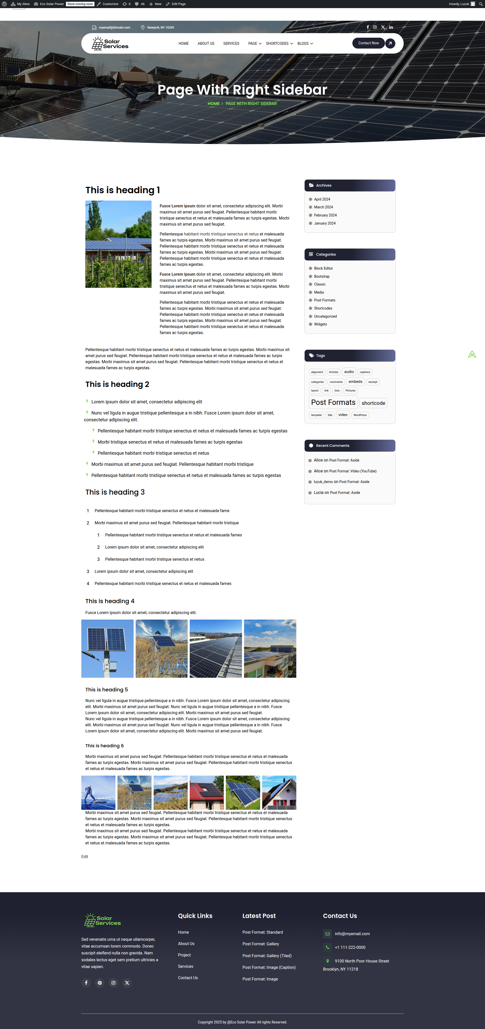select Page With Right Sidebar template