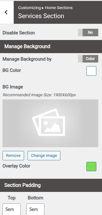 set Featured Page section