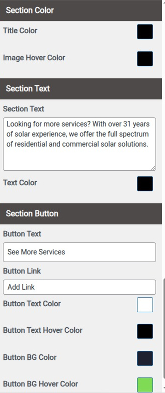 set Featured Page section