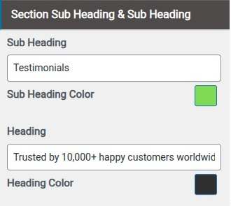 set testimonial section
