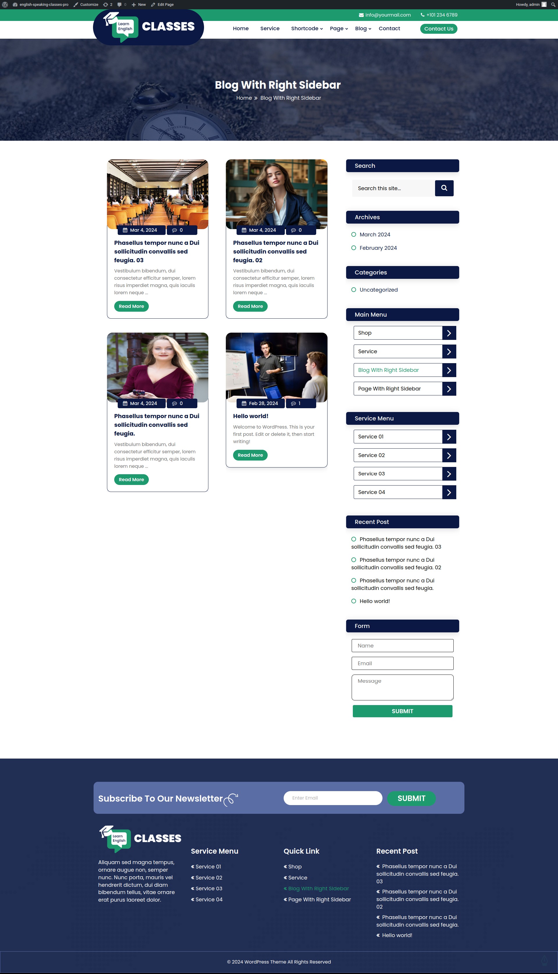 select Blog With Right Sidebar template