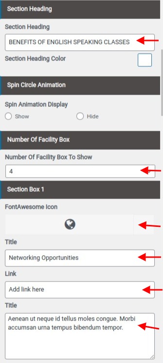 set Featured Page section