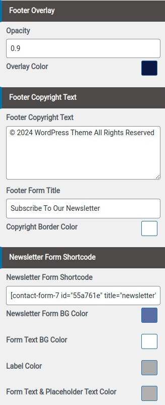 set Footer section