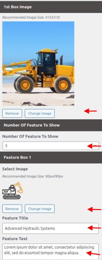 set Featured Page section