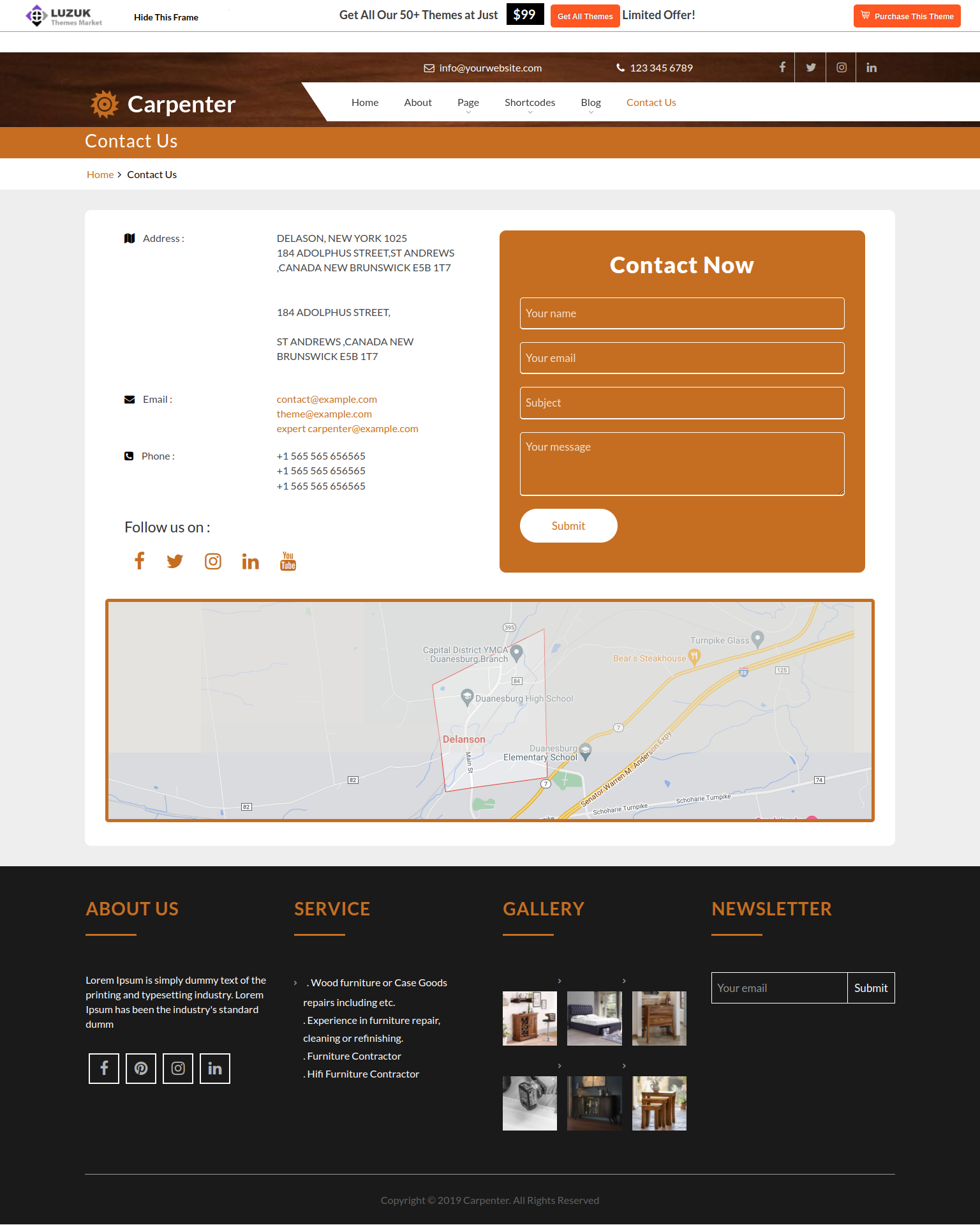 select Contact Page template