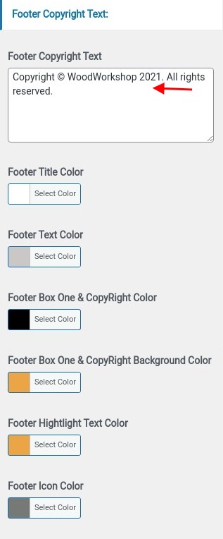 set Footer section