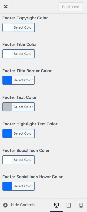 set Footer section