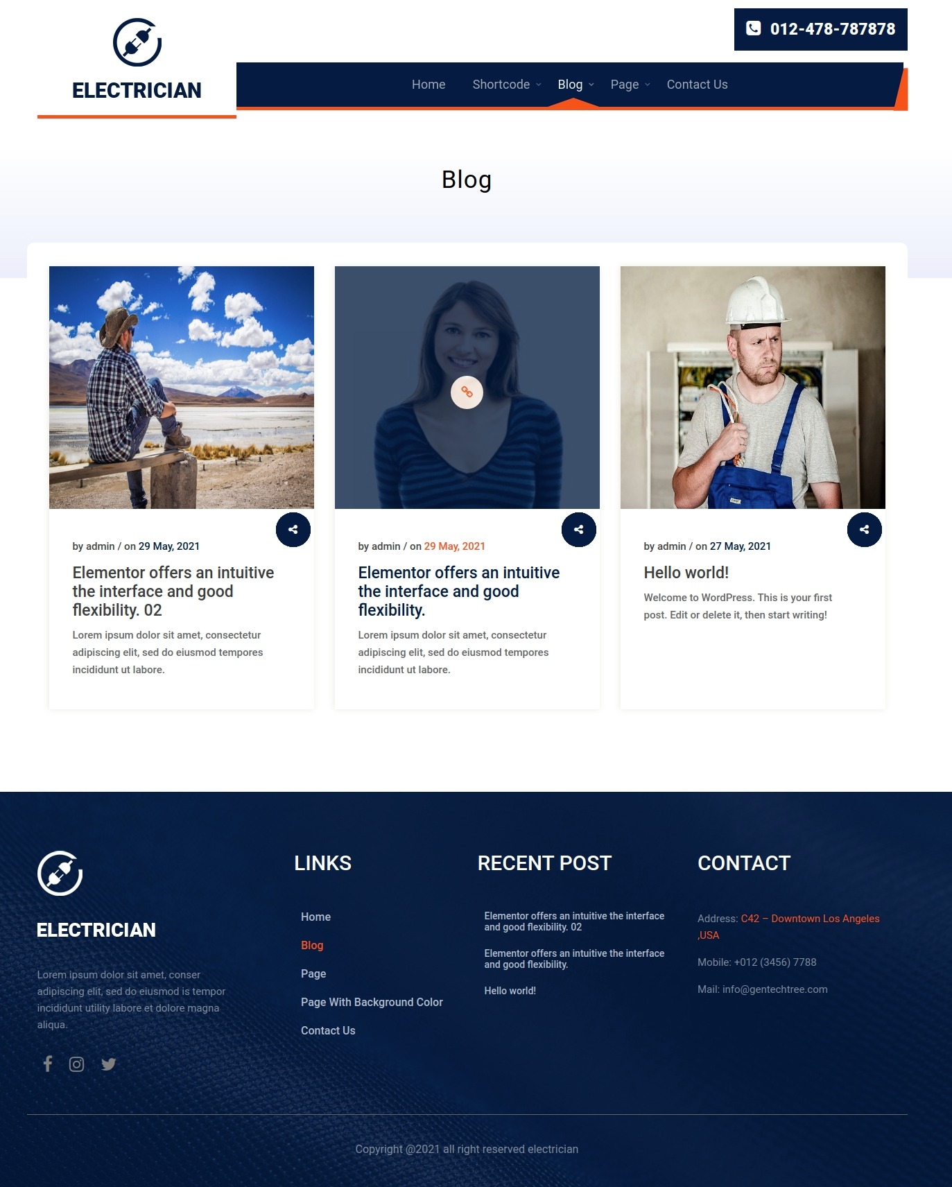 select Blog Full Width template