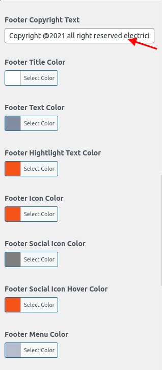 set Footer section