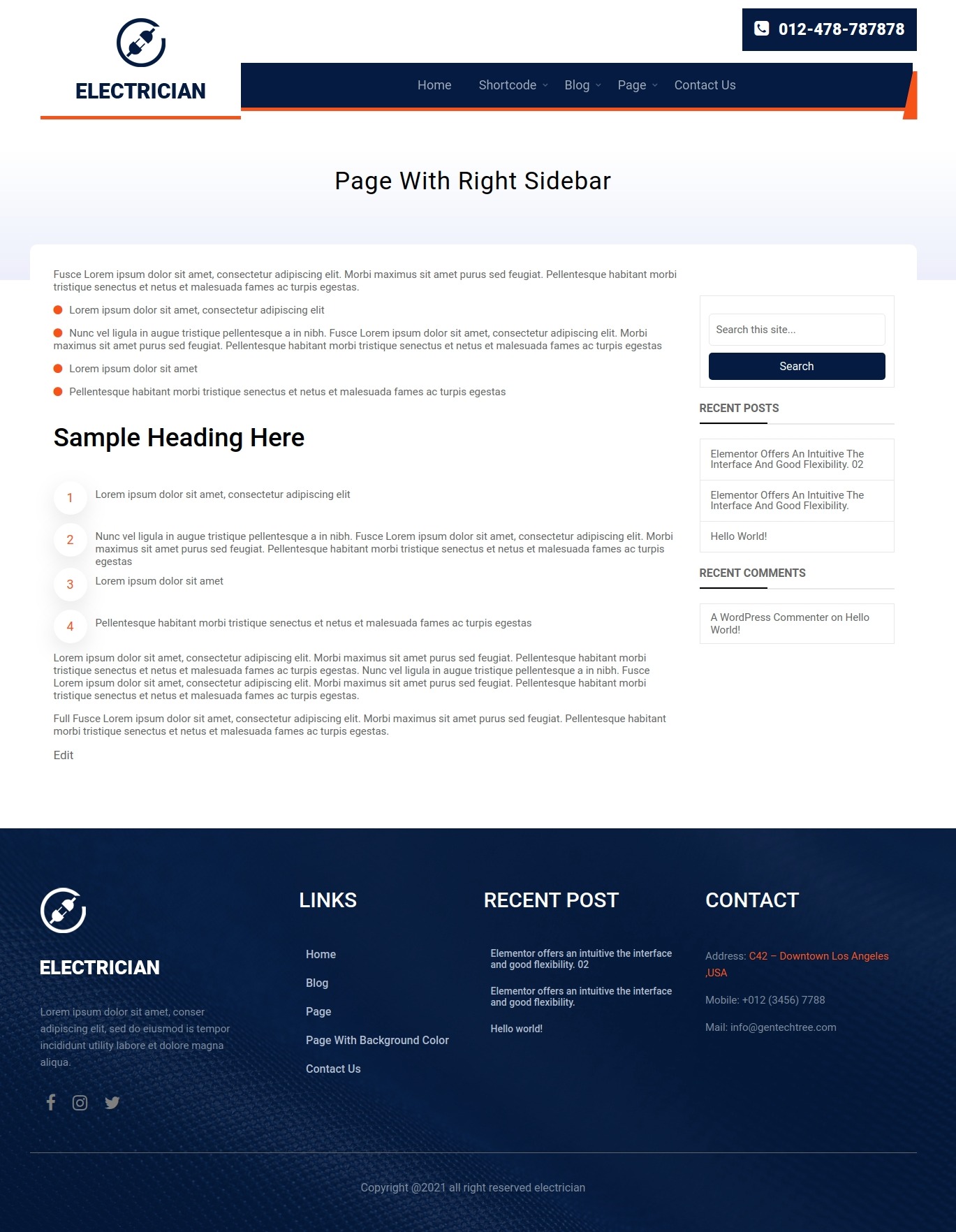 select Page With Right Sidebar template