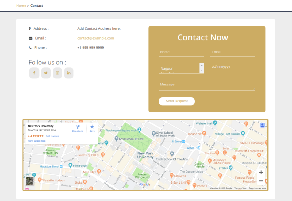 select Contact Page template