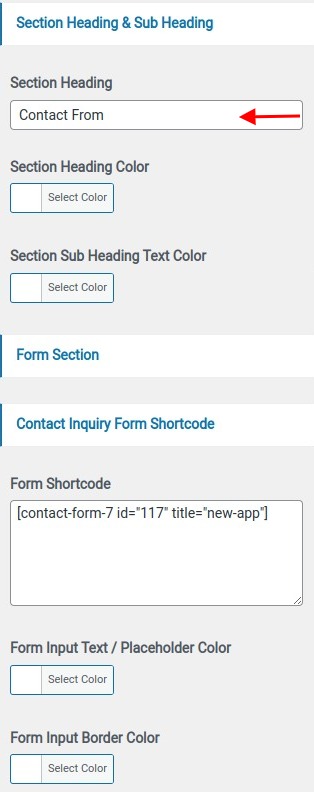set contact section