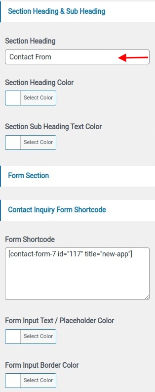 set contact section