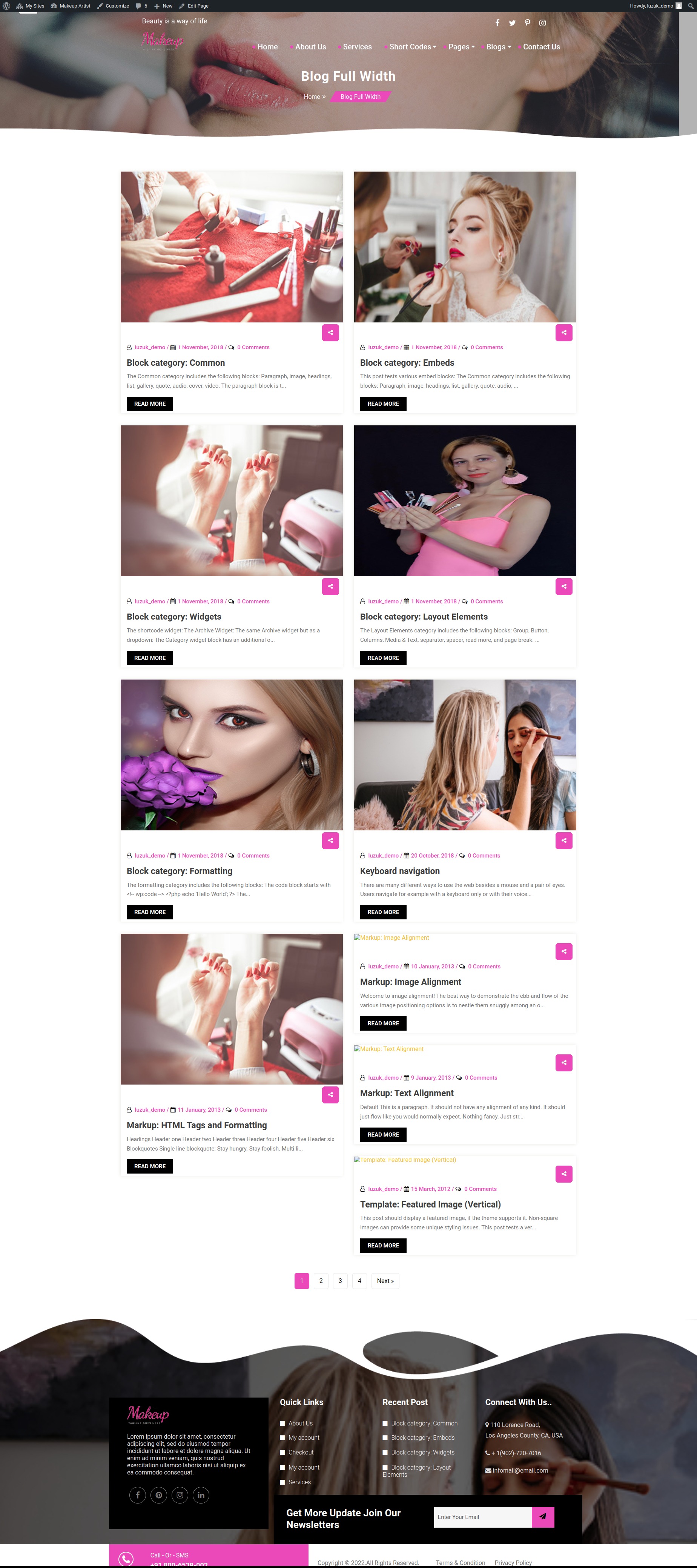 select Blog Full Width template