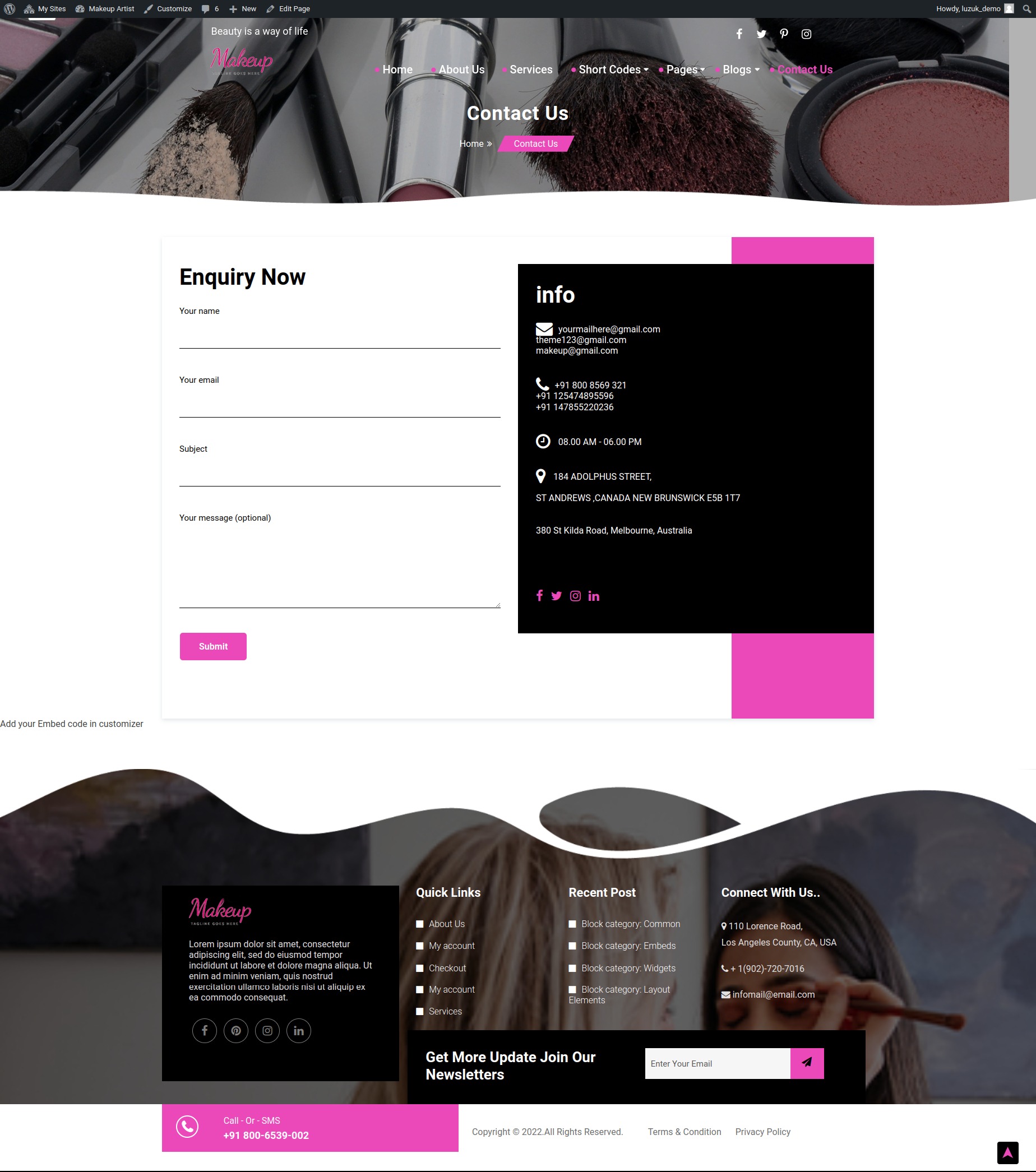 select Contact Page template